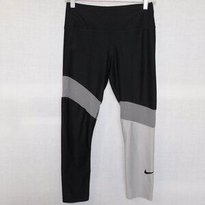 NIKE Dry-Fit Womens S Black Gray Mesh detail Althletic  Workout Leggings